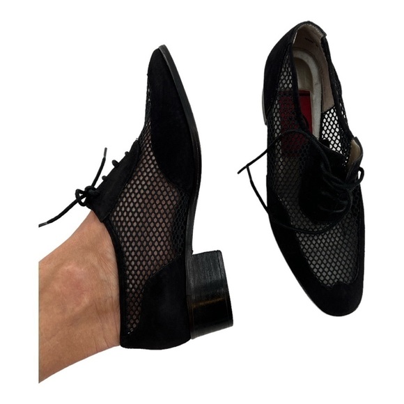 Phyllis Poland Black suede mesh Oxford shoes 6.5 - Picture 5 of 13